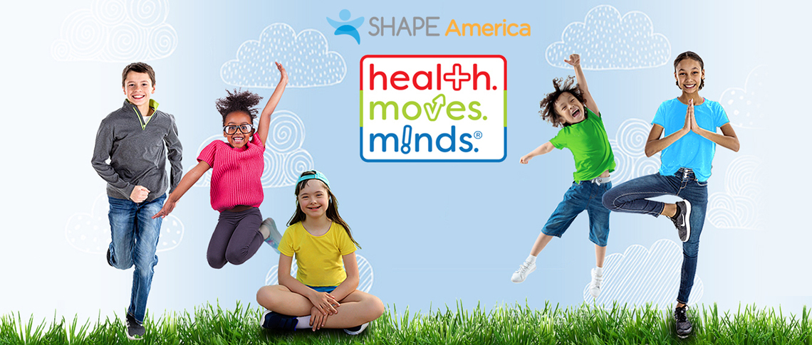 children wearing health moves minds shirt