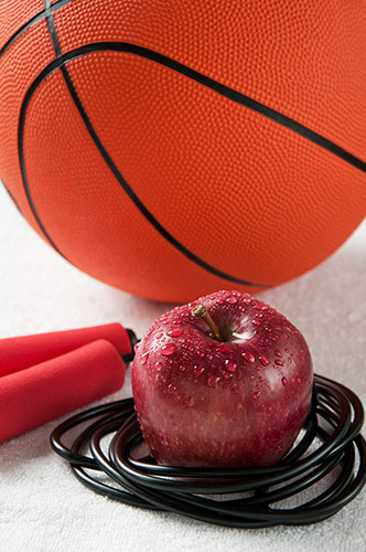 basketball apple and jump rope