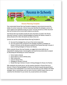 Recess Planning Template
